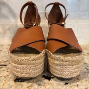 Tory Burch Women's Tan Platform Espadrille Wedge Sandals
